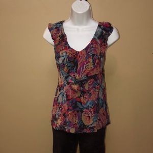 Moulinette Soeurs Women’s Sleeveless Floral Print Ruffle Blouse